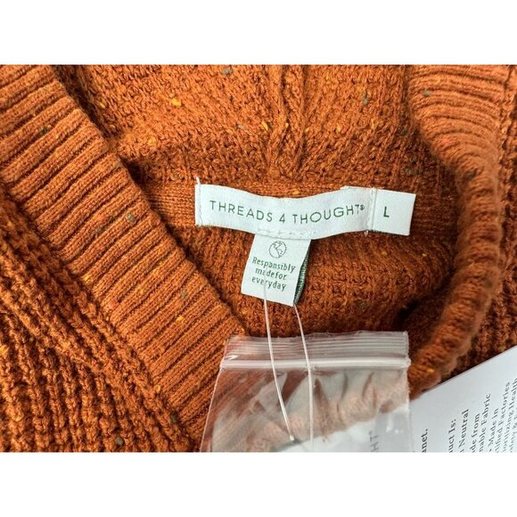 Threads 4 Thought Size L Mens Sweater Hoodie Rust Heather Long Sleeve Pullover - Picture 2 of 4